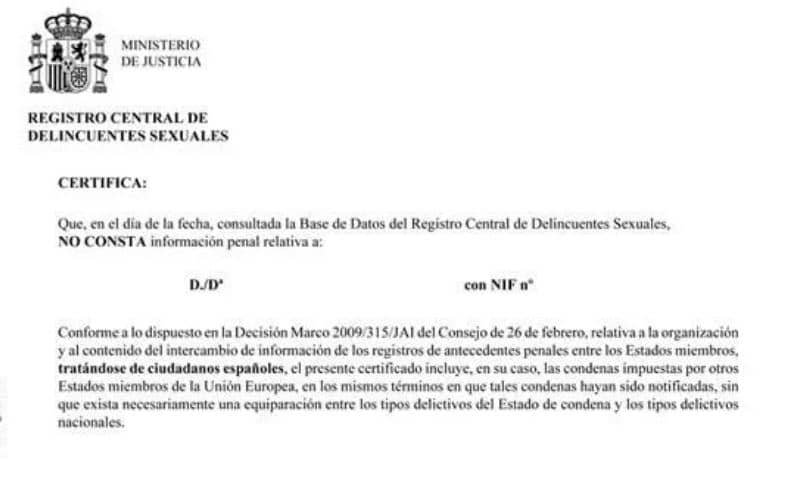solicitar certificado delitos sexuales 